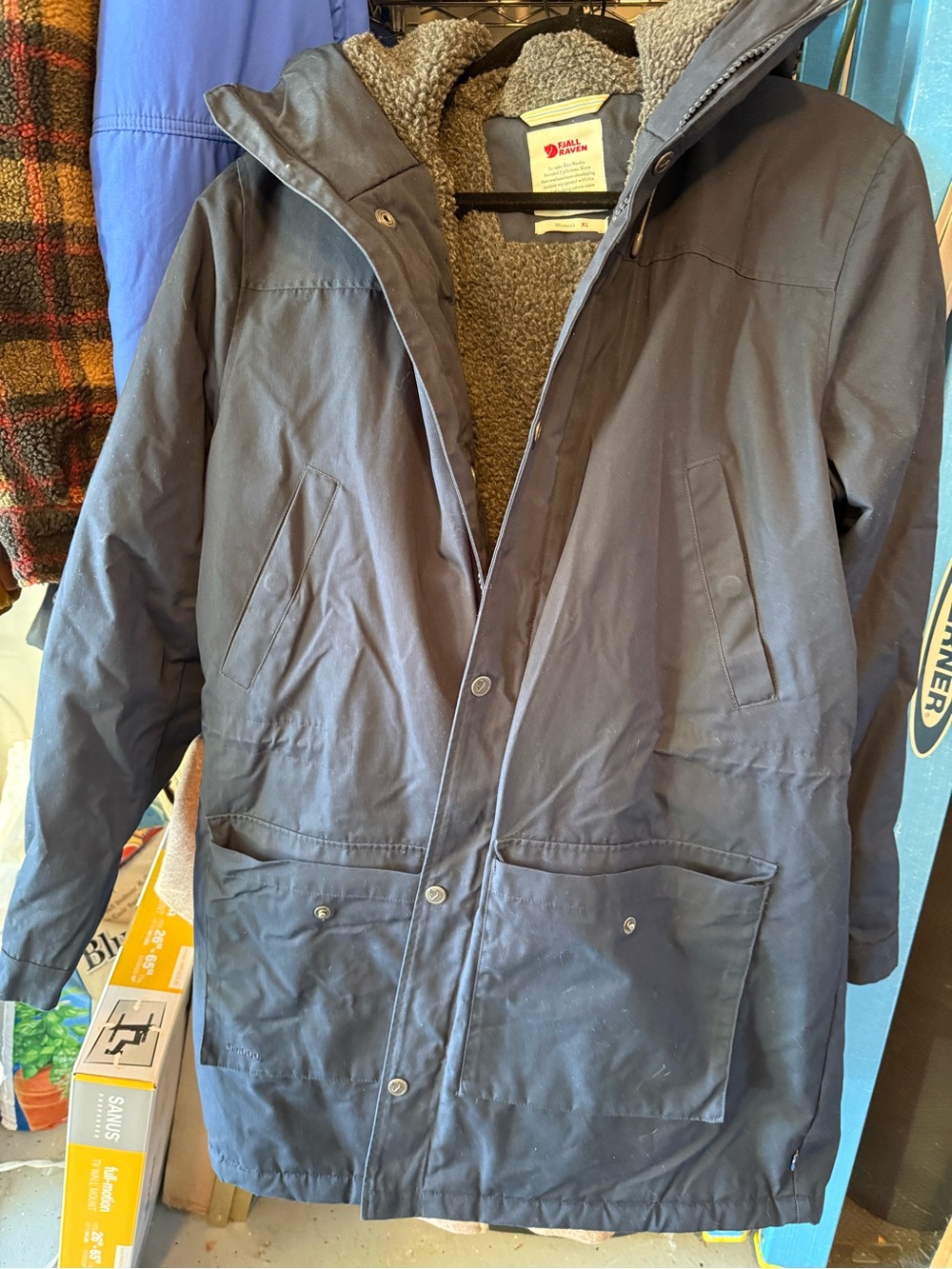 Fjallraven Navy Blue Women's Field Coat with Sherpa Lining